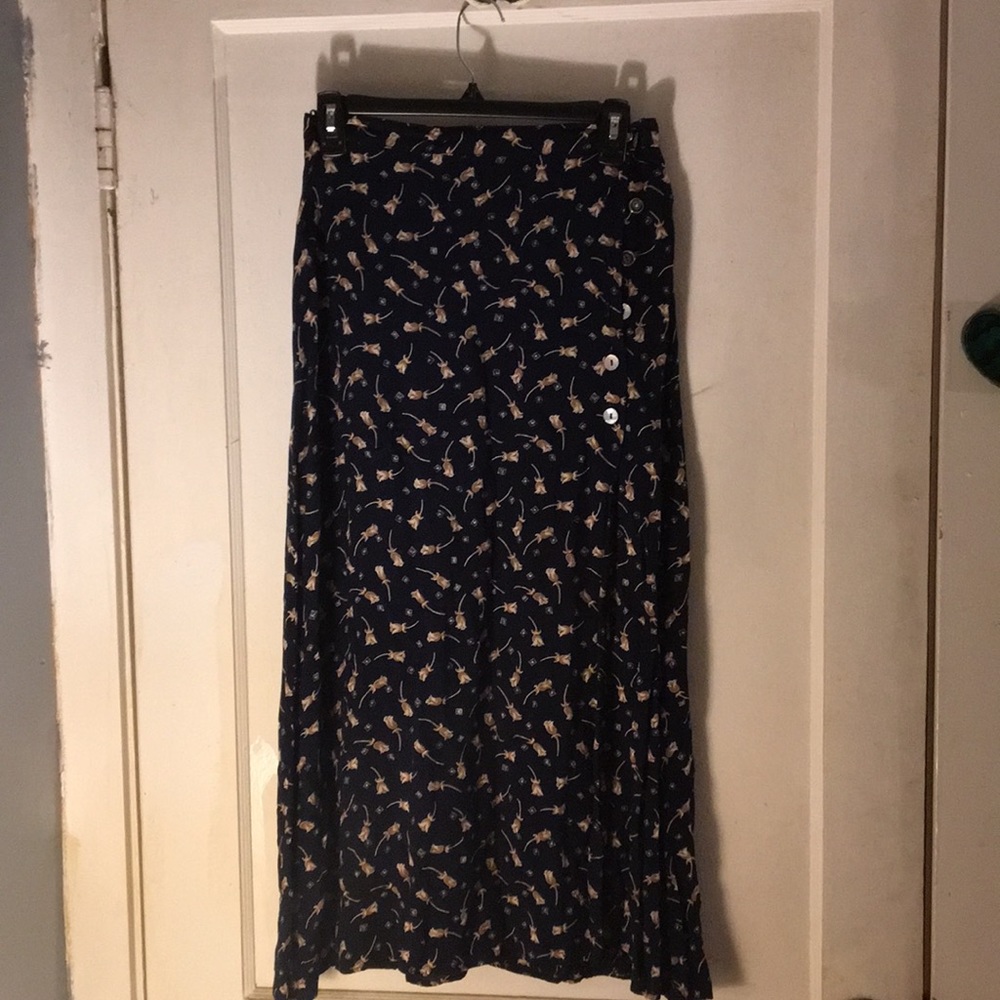 Black, flower patterned skirt